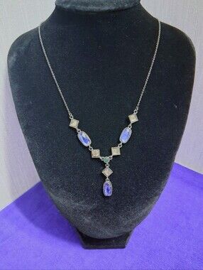 Vintage Avon Necklace Victorian Style Drop With Gunmetal Chain